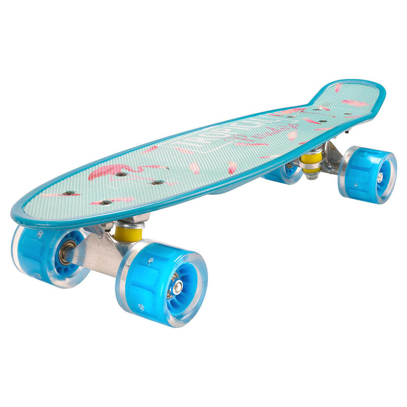 Penny Board cu roti luminoase 22'', PU, Aluminium truck, 90 KG Flamingo