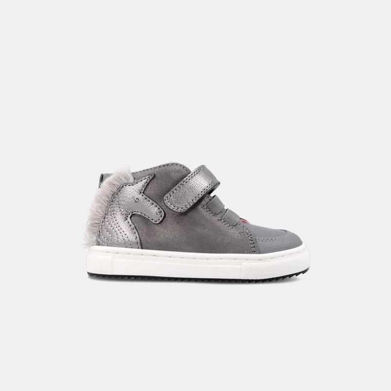 Botines Garvalin Bajos De Piel De Niños En Gris Con Velcro