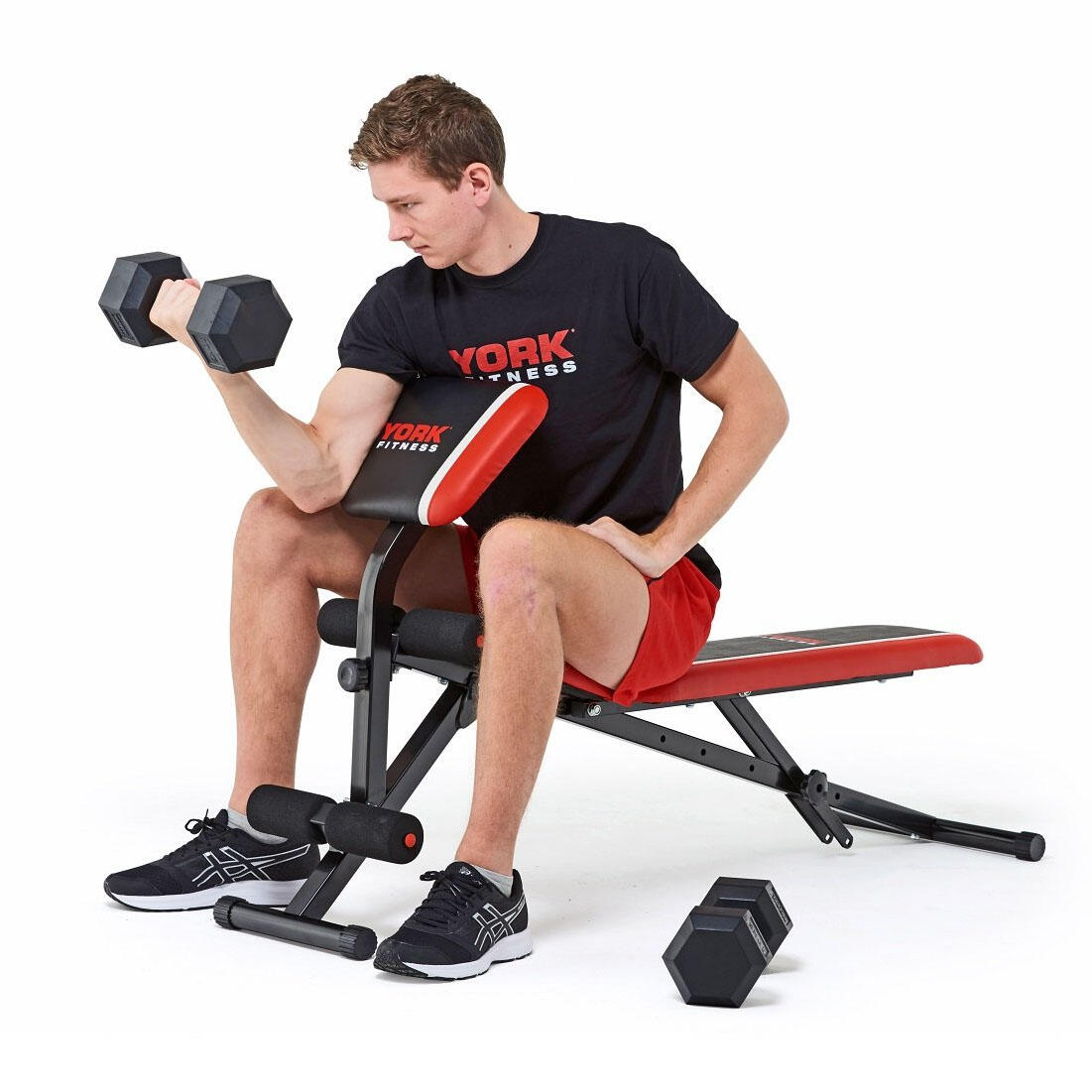 York Warrior 2 in 1 Dumbbell and Ab Bench with Curl 4/5