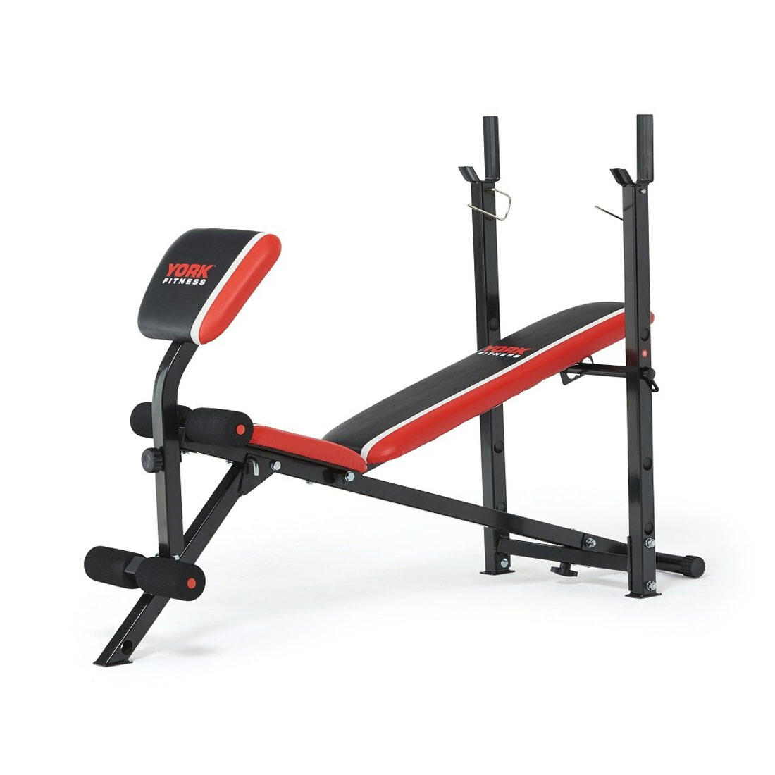 YORK FITNESS York Warrior 2 in 1 Folding Barbell and Ab Bench with Curl