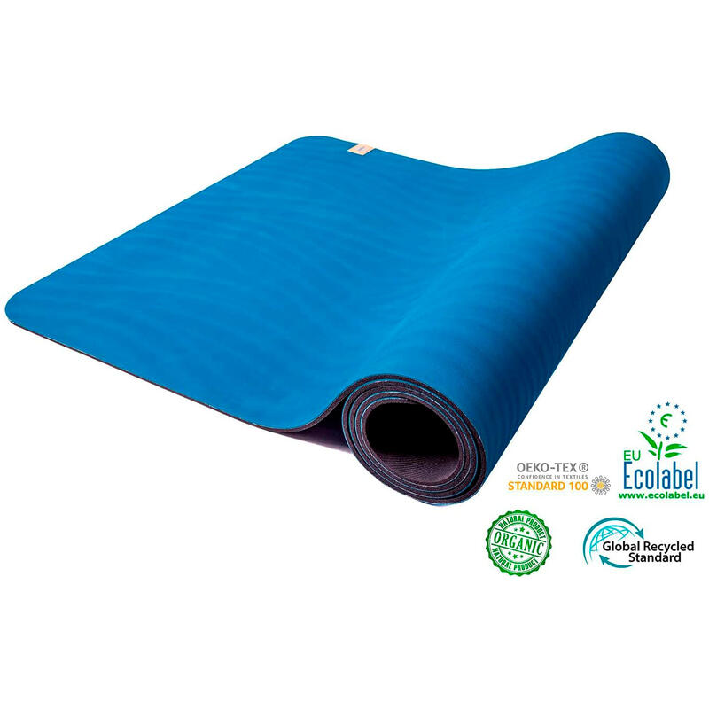Esterilla de Yoga Phoenix Pro Azul/Negro 100% Poliéster orgánico.  Antideslizante