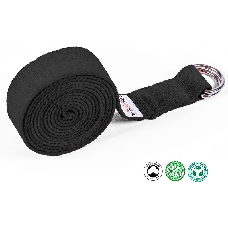 Cinturón de Yoga Negro Algodón Orgánico 2.5m