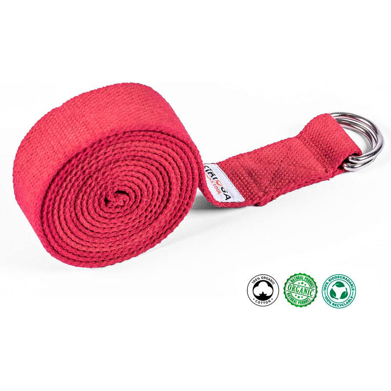 Cinturón de Yoga Rojo Algodón Orgánico 2.5m