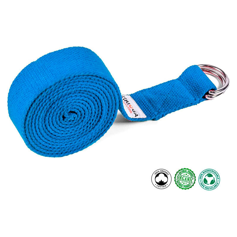 Cinturón de Yoga Azul Algodón Orgánico 2.5m