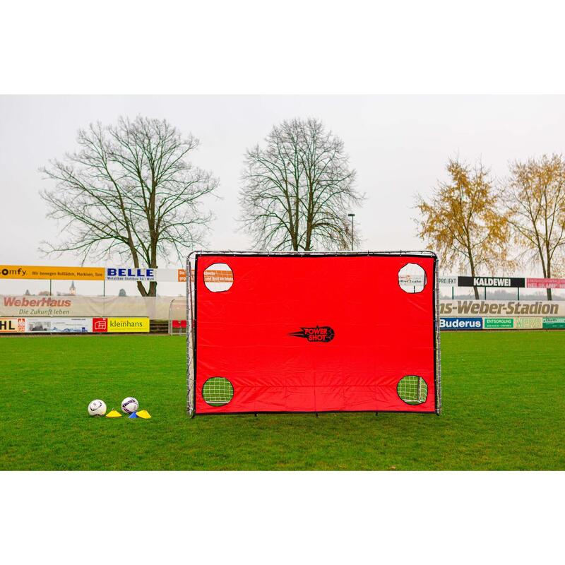 Portería de fútbol de 1,8 x 1,2 m + muro de tiro rojo