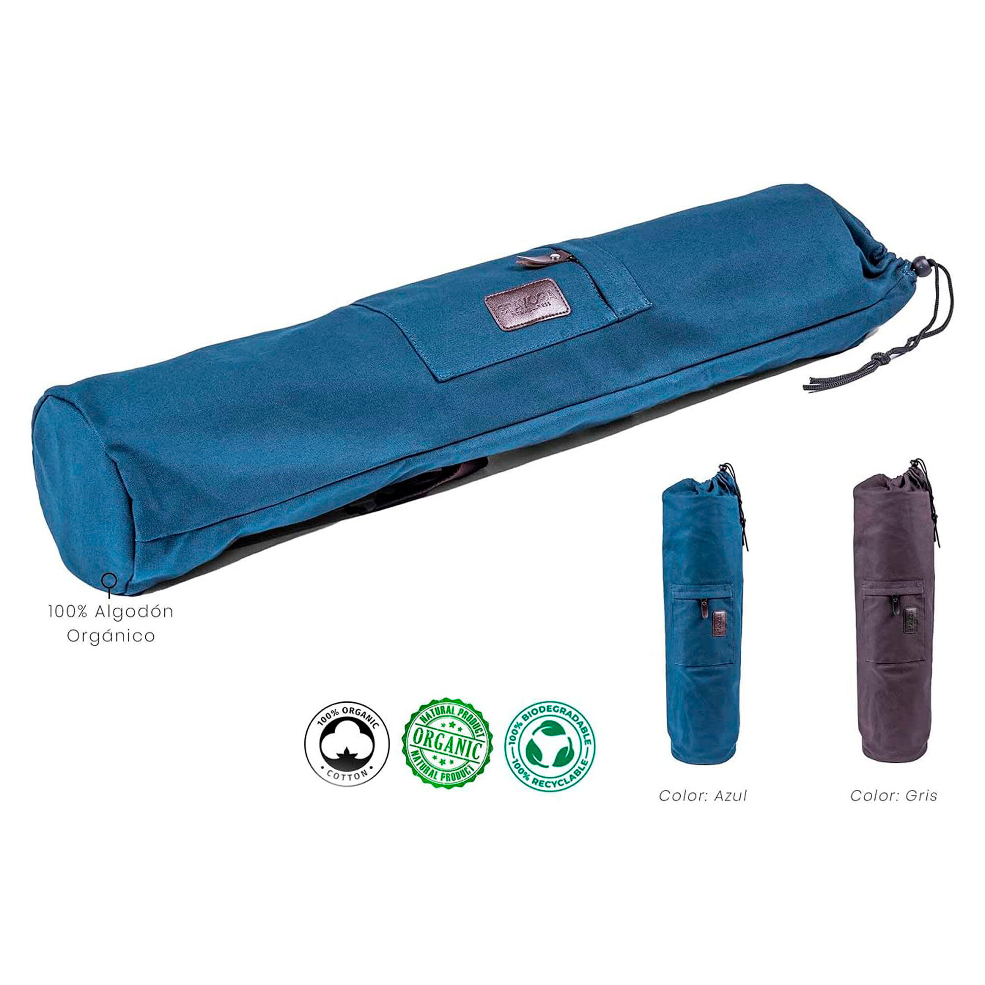 Bolsa Porta Esterilla Yoga Jeans Gris Algodón Orgánico 3/4