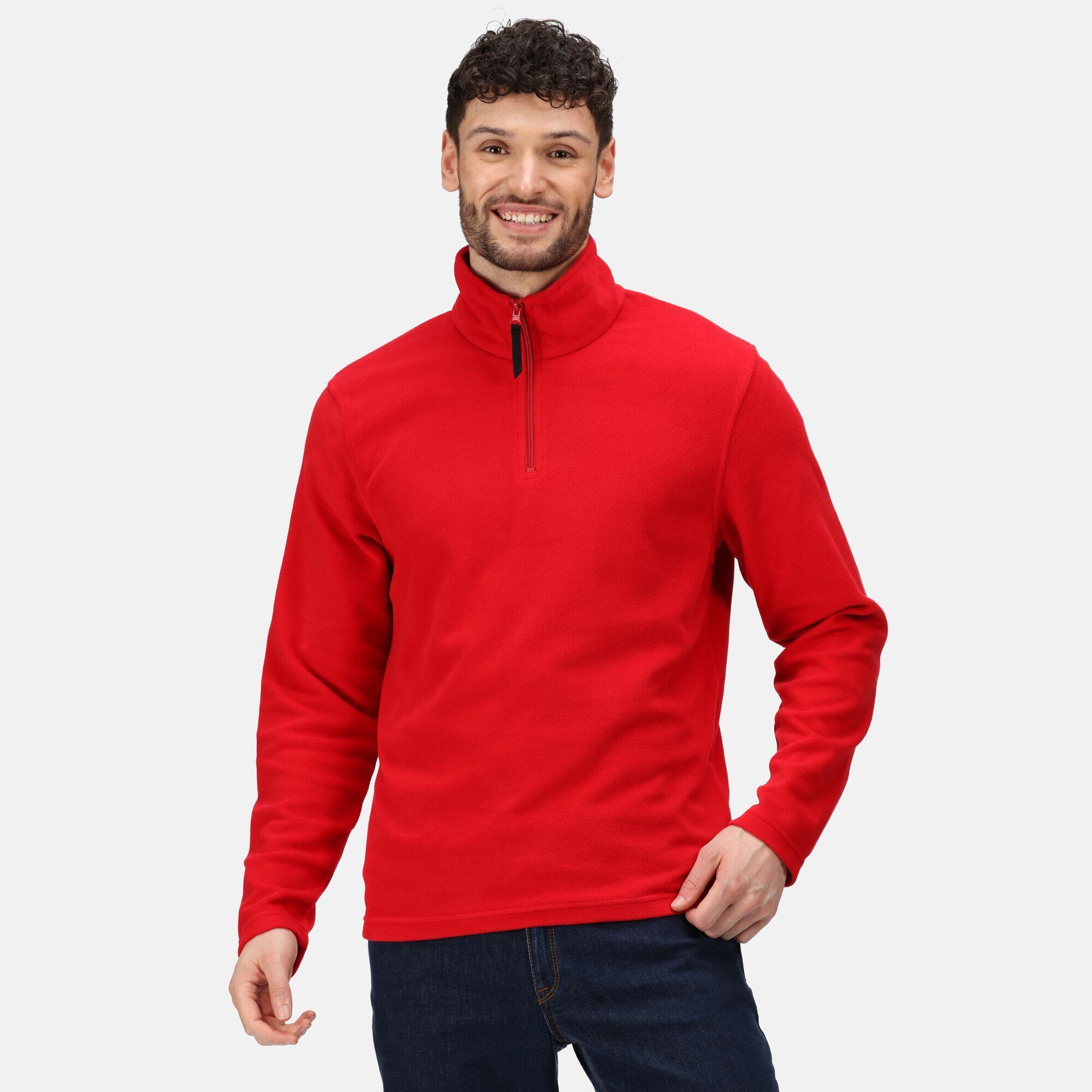 Mens Micro Zip Neck Fleece Top (Classic Red) 4/5
