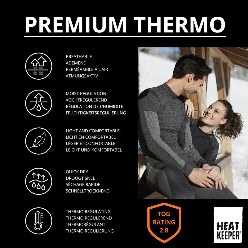 Heat Keeper Thermoshirt Lange Mouw Dames Premium 4-pack Zwart Melange