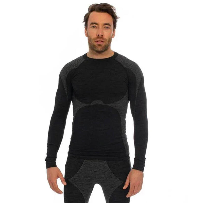 Koszulka termoaktywna Heat Keeper z długim rękawem męskie Premium czarny melanż