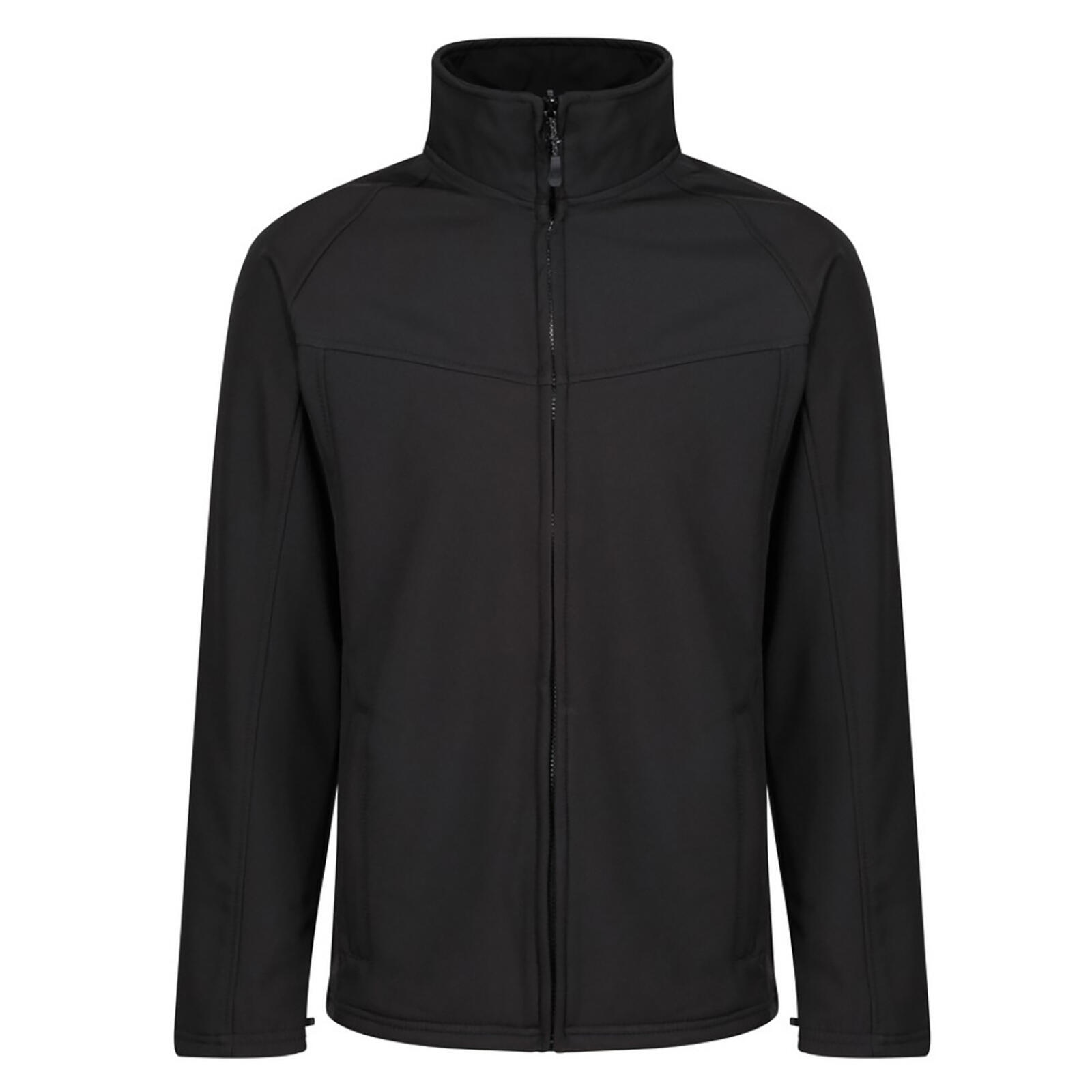 Uproar Mens Softshell Wind Resistant Fleece Jacket (All Black) 1/5