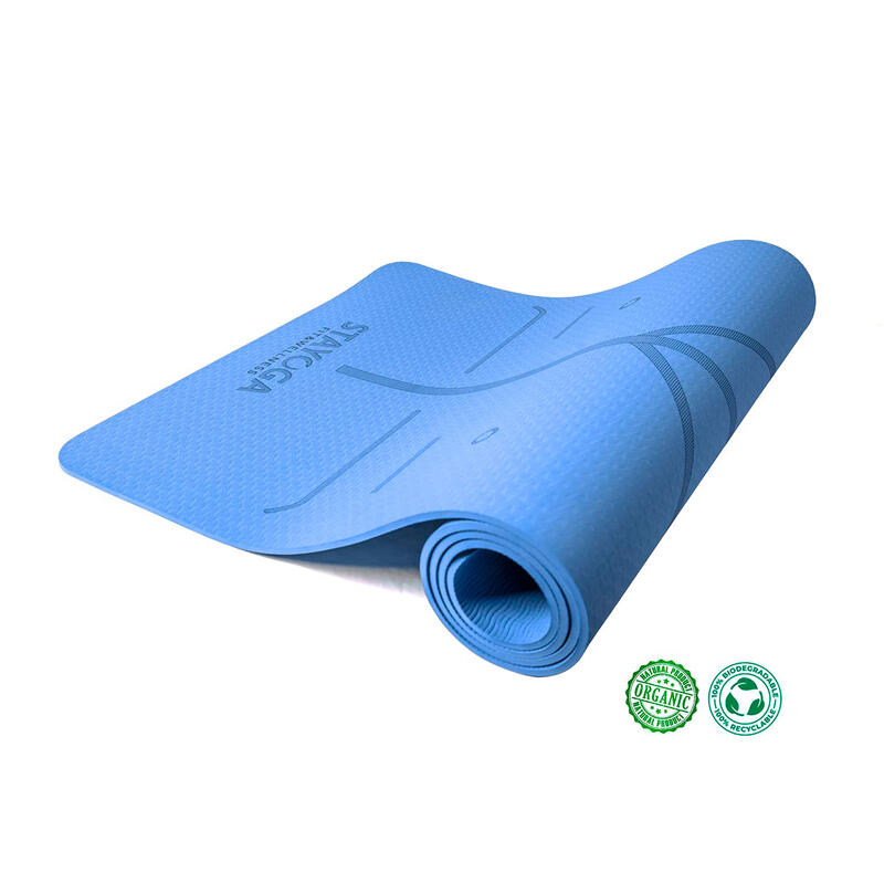 Esterilla de Yoga Antideslizante Alineaciones  TPE Azul (Ecofrendly)