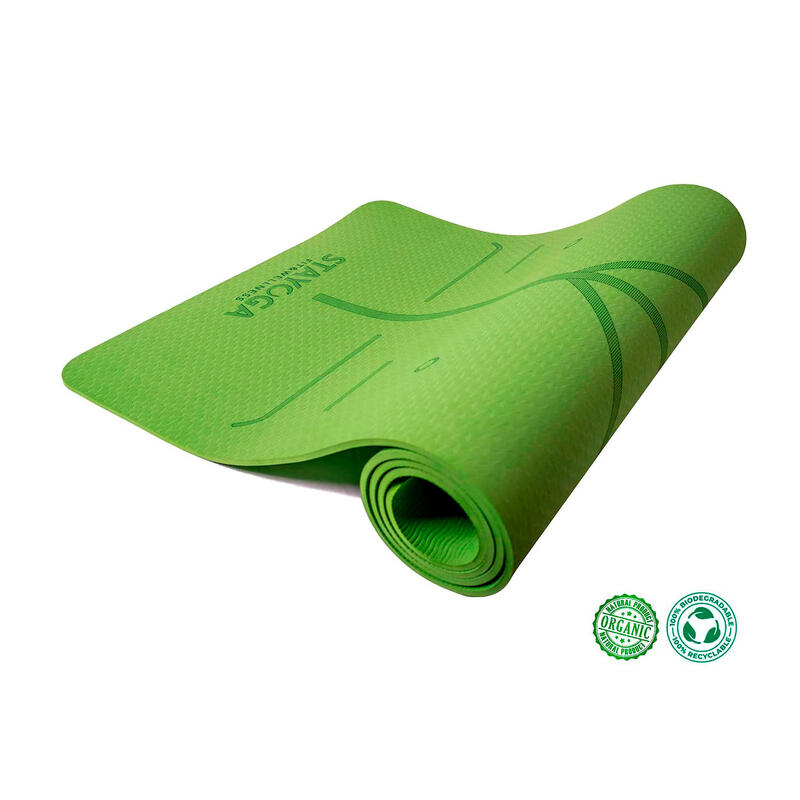 Esterilla de Yoga Antideslizante Alineaciones  TPE Verde (Ecofrendly)