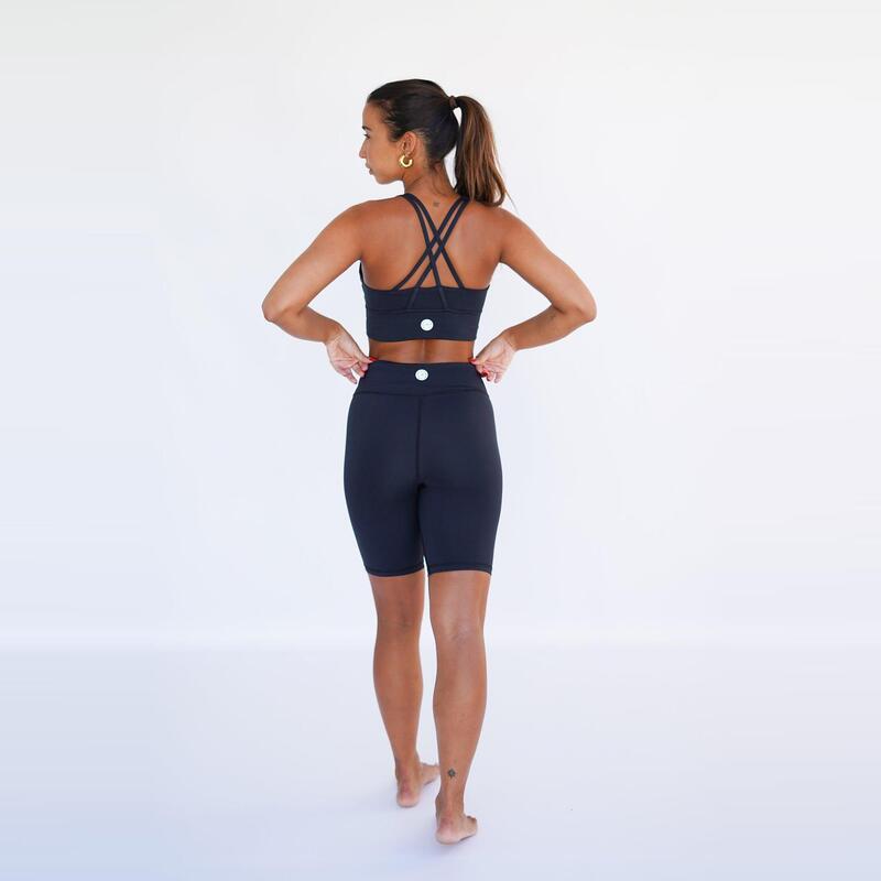 Leggings mallas fitness cortos Sostenible poliéster Mujer Fitplanet Ocean negro