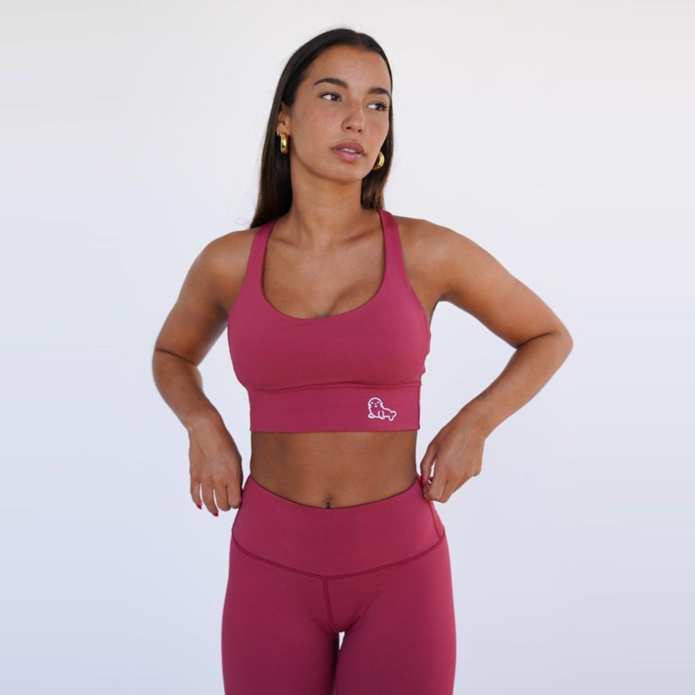 Top deportivo fitness Sostenible poliéster Mujer Fitplanet Seal rojo 2/5