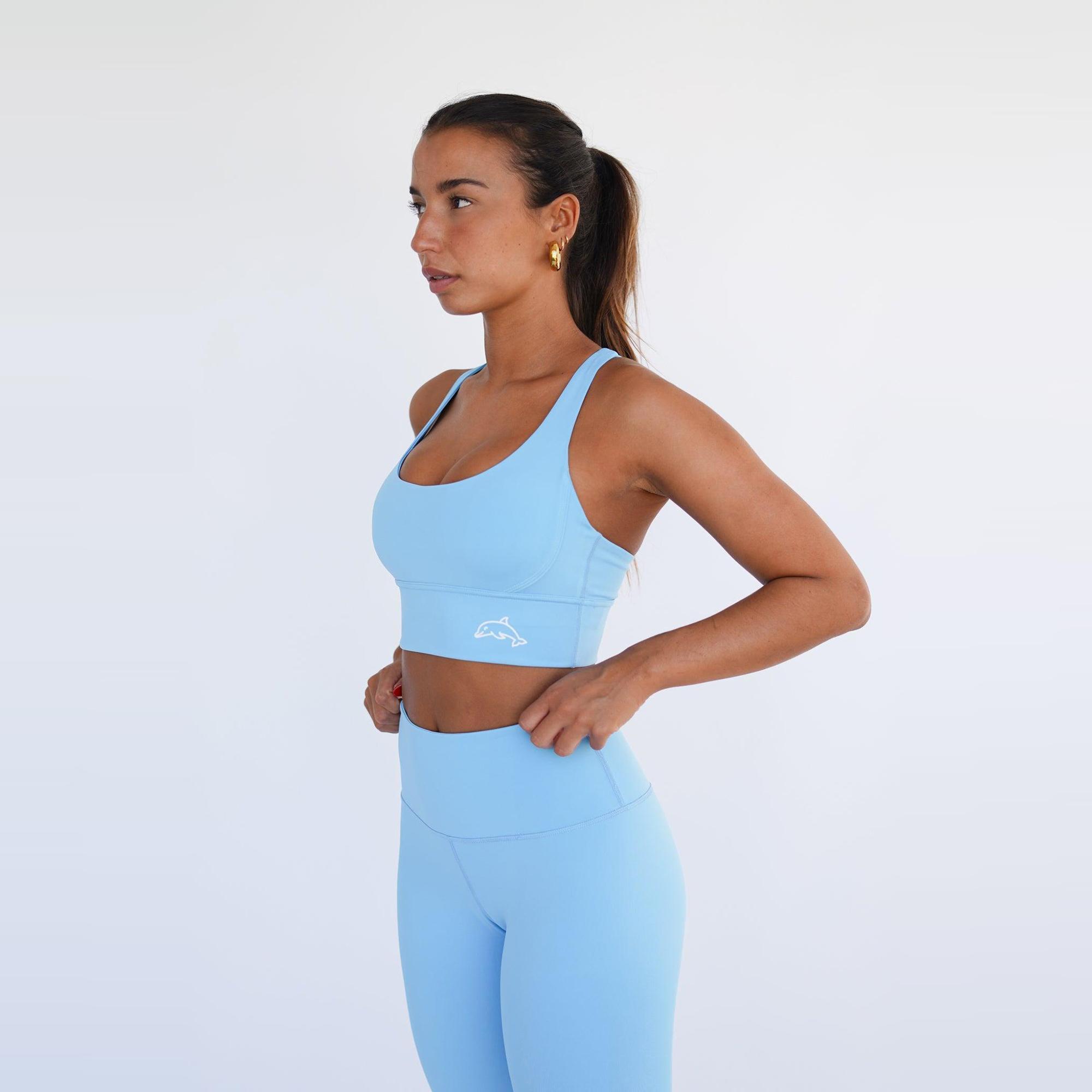 Top deportivo fitness Sostenible poliéster Mujer Fitplanet Dolphin azul claro 3/5
