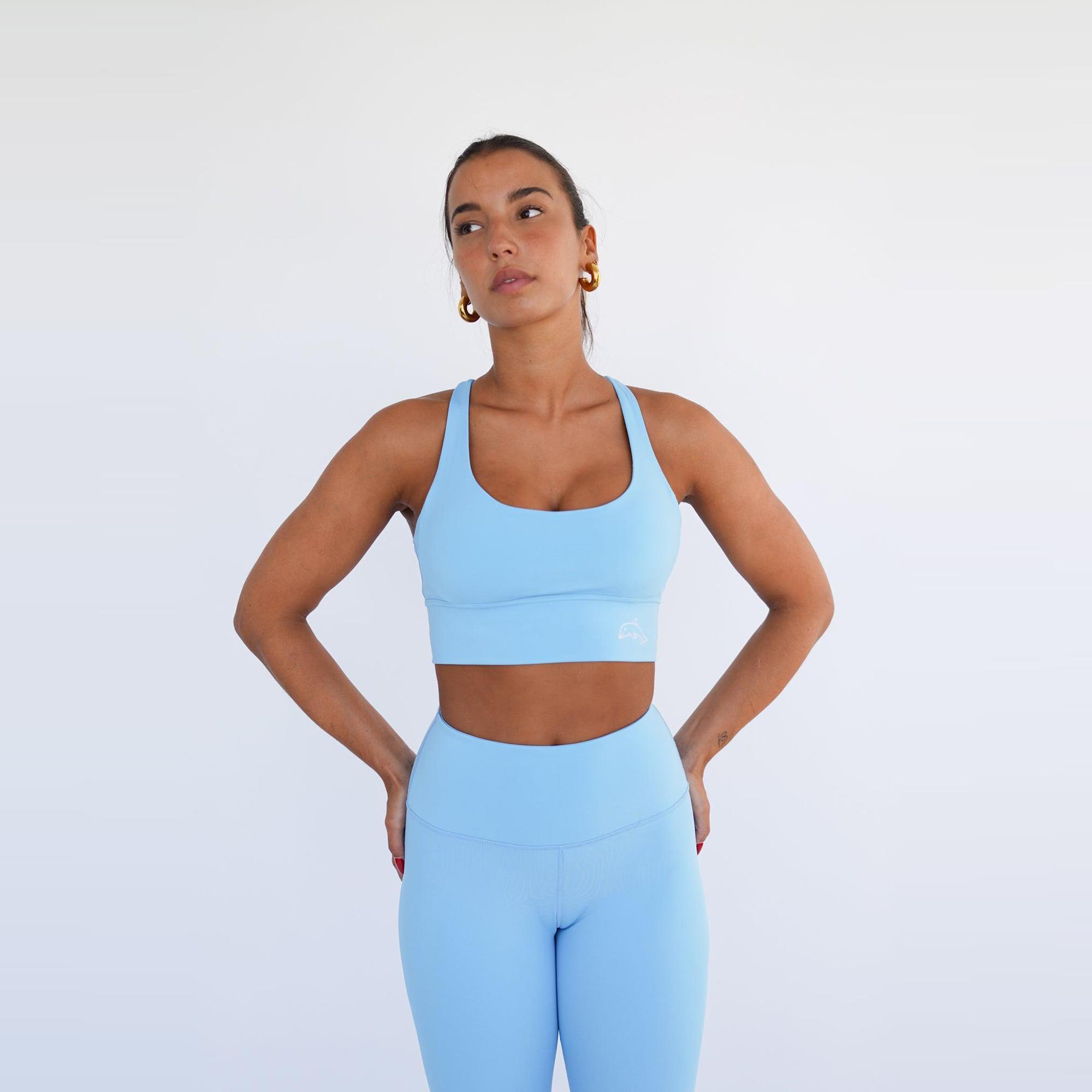 Top deportivo fitness Sostenible poliéster Mujer Fitplanet Dolphin azul claro 2/5