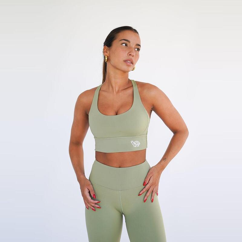 Top deportivo fitness Sostenible poliéster Mujer Fitplanet Seaturtle verde