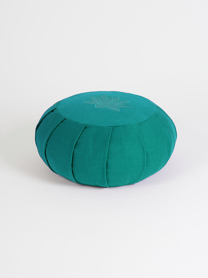 Yoga Studio Round Lotus Organic Zafu Buckwheat Cushion - Jade Green 2/3