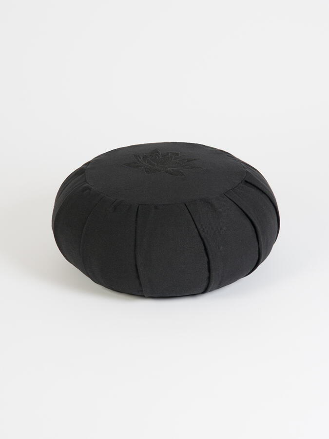 Yoga Studio Round Lotus Organic Zafu Buckwheat Cushion - Black 2/3