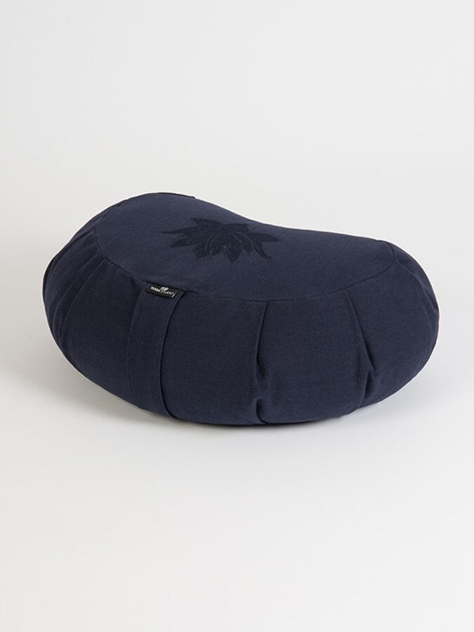 Yoga Studio Crescent Lotus Organic Zafu Buckwheat Cushion - Navy Blue 1/3