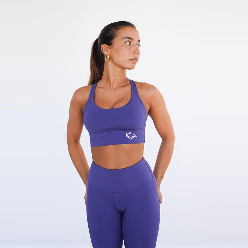 Top deportivo fitness Sostenible poliéster Mujer Fitplanet Whale azul oscuro