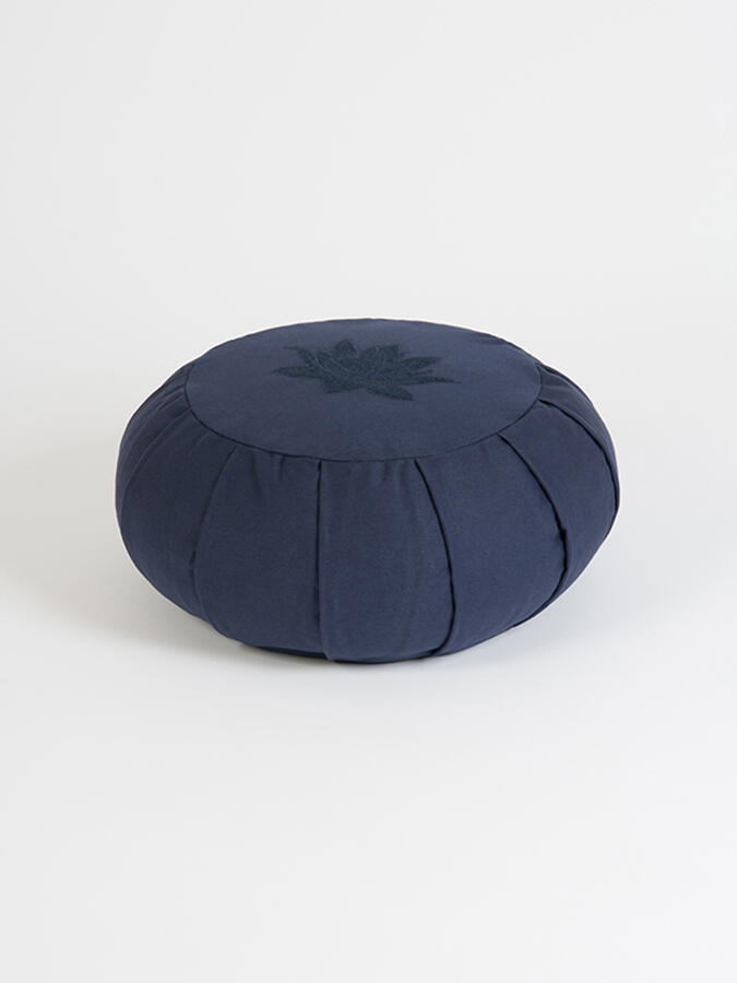 Yoga Studio Round Lotus Organic Zafu Buckwheat Cushion - Navy Blue 2/2