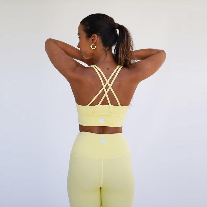 Top deportivo fitness Sostenible poliéster Mujer Fitplanet Coral amarillo