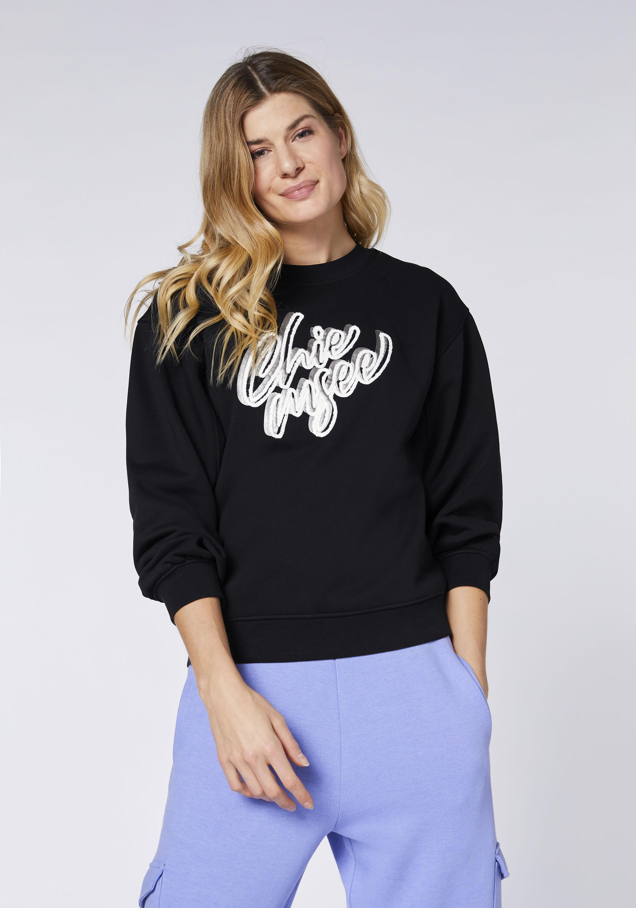 Sweatshirt mit Logo-Schriftzug in effektvoller Optik 3/7