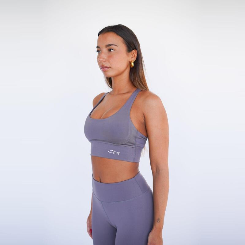 Top deportivo fitness Sostenible poliéster Mujer Fitplanet Shark gris