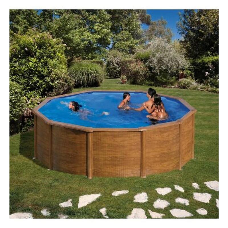 Piscina Desmontável redonda Ø 300cm e altura 120cm em aço madeira GRE Pacific