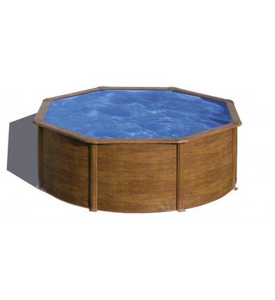 Piscine ronde en acier aspect bois Mauritius 350 x 132 cm