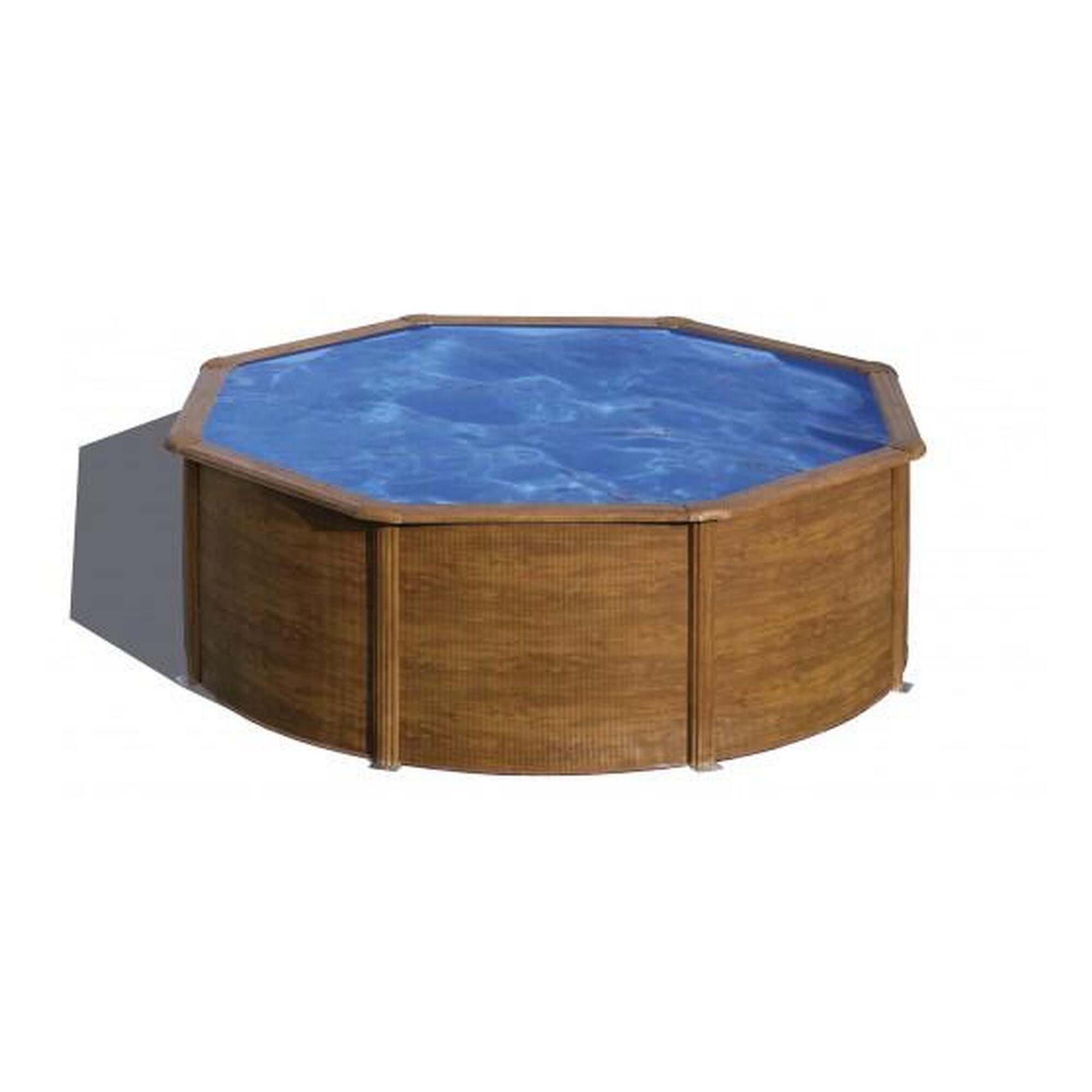 Gre - Piscine Acier Aspect Bois Sicilia Ronde 3,70 X 1,22 M - Piscine - Marron - Taille Unique - Decathlon
