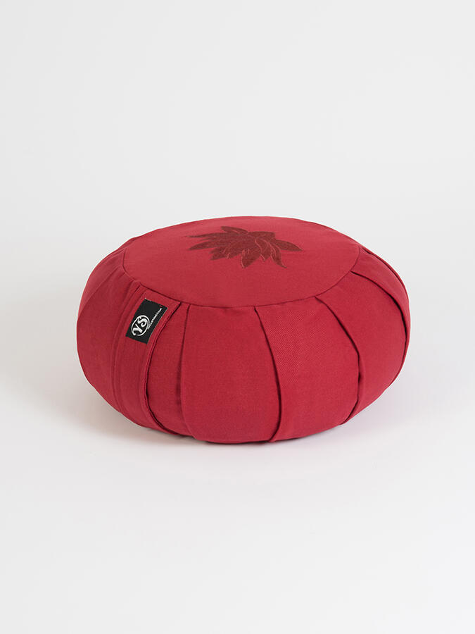 Yoga Studio Round Lotus Organic Zafu Buckwheat Cushion - Burgundy 1/3