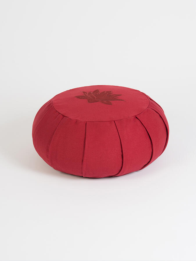 Yoga Studio Round Lotus Organic Zafu Buckwheat Cushion - Burgundy 2/3