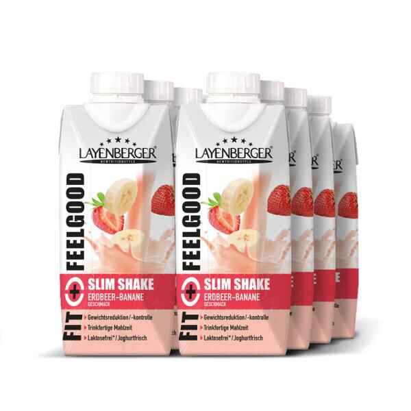 Fit+Feelgood SLIM SHAKE FIXFERTIG Erdbeer-Banane 8x330ml