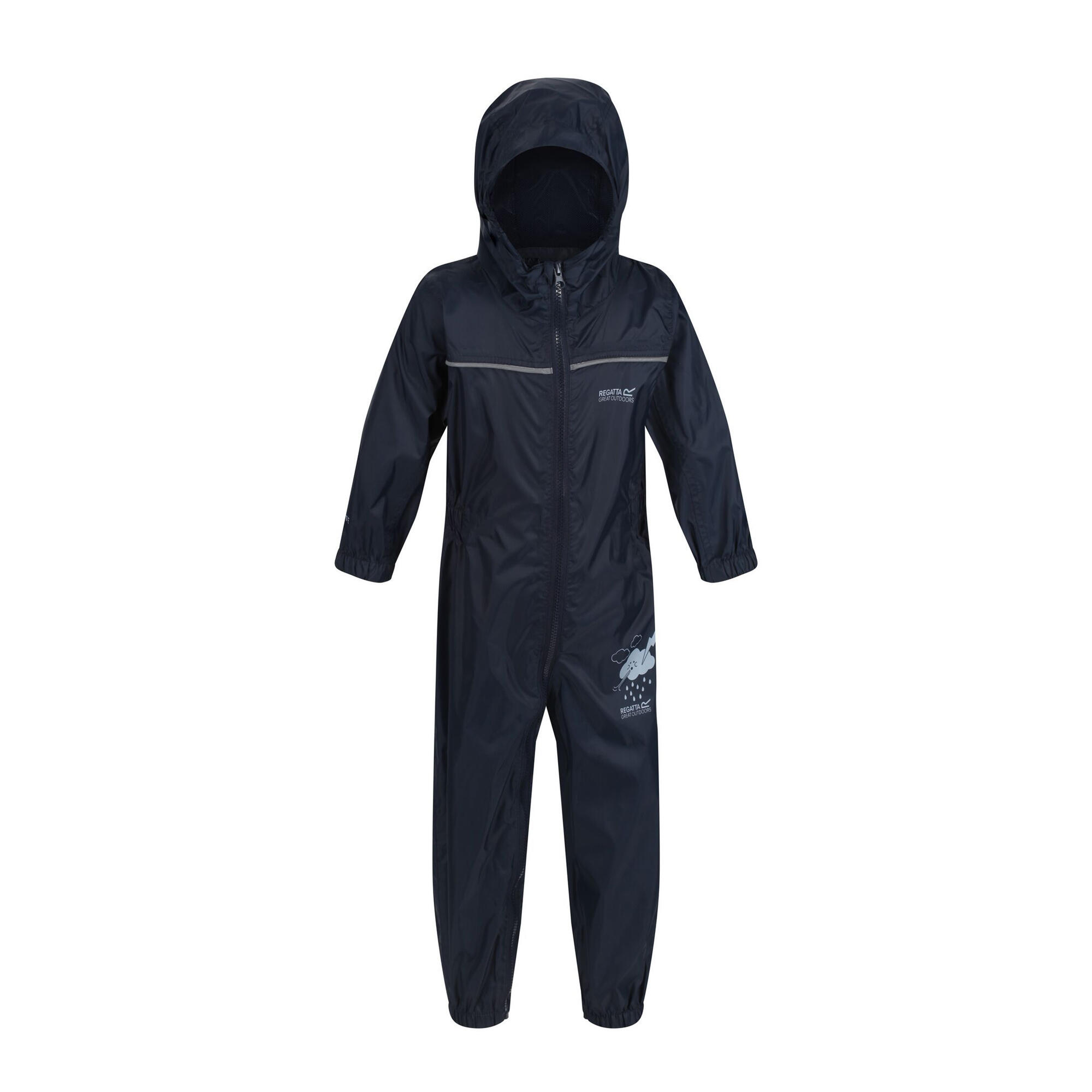REGATTA Great Outdoors Childrens Toddlers Puddle IV Waterproof Rainsuit (Navy)