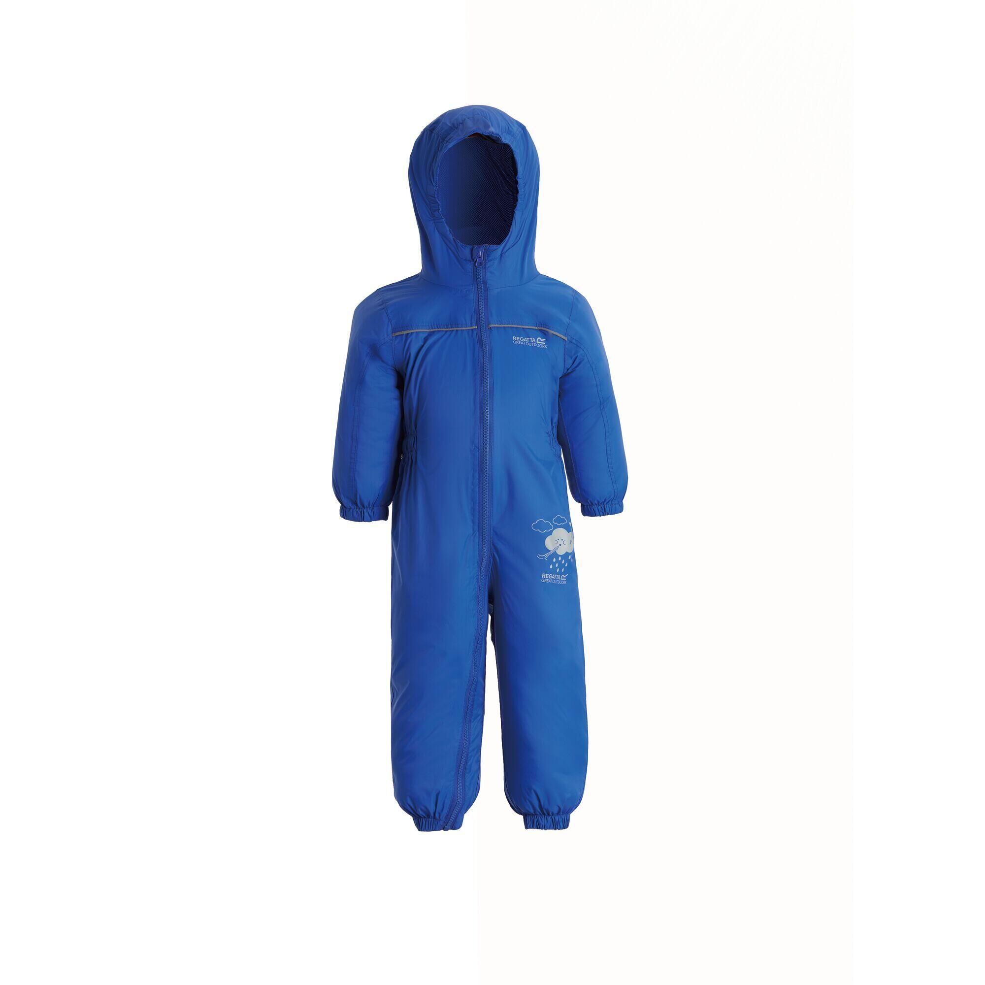 REGATTA Great Outdoors Childrens Toddlers Puddle IV Waterproof Rainsuit (Oxford Blue)