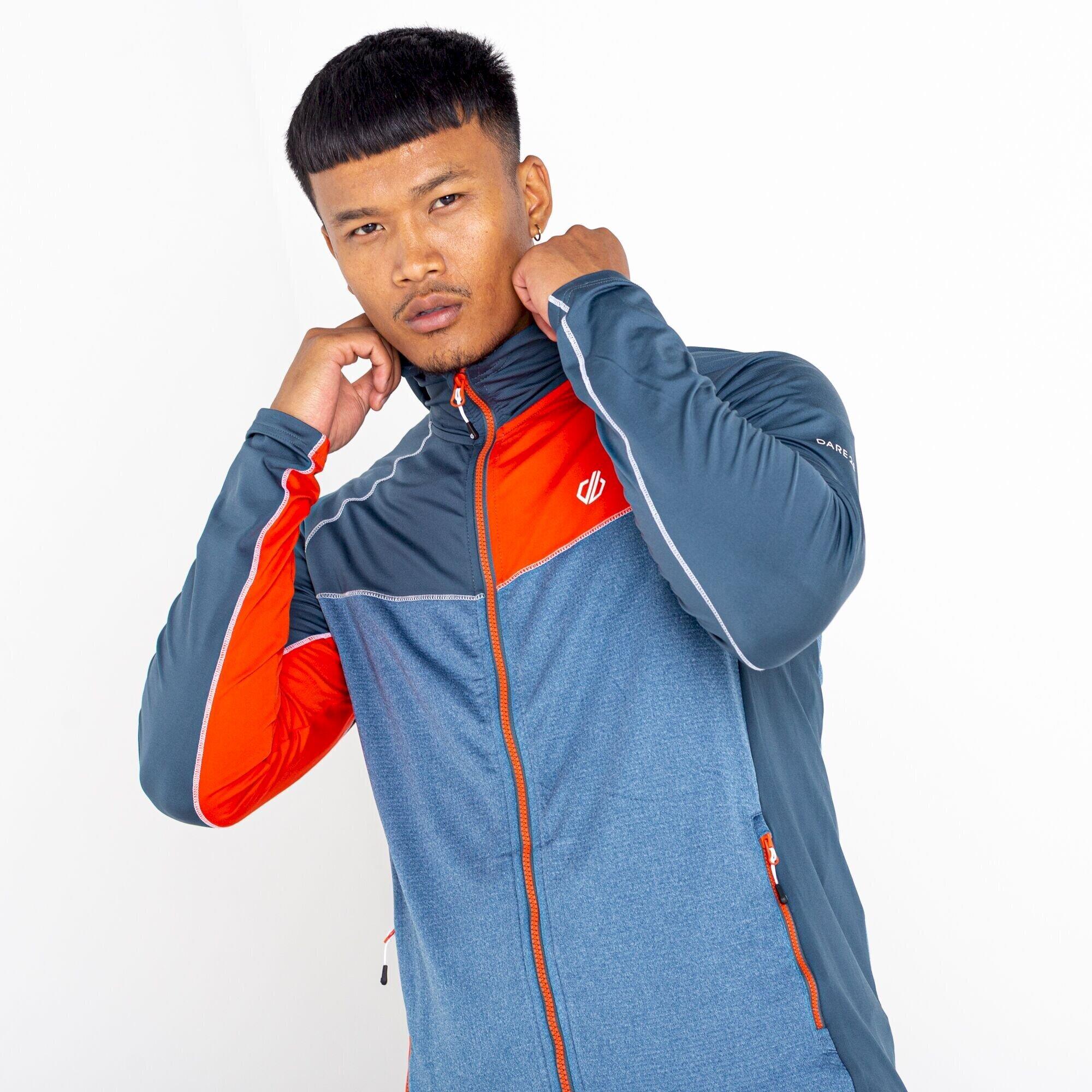 Mens Contend Recycled Fleece Jacket (Stellar Blue/Burnt Salmon) 4/5