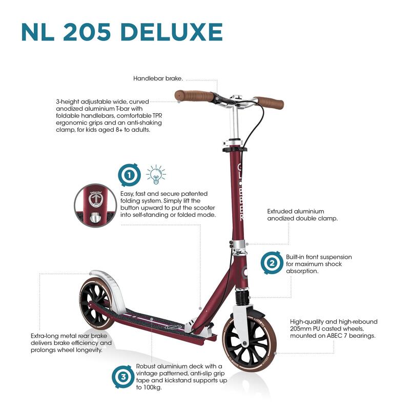 NL 205 Deluxe Kid's Foldable Scooters - Vintage Black