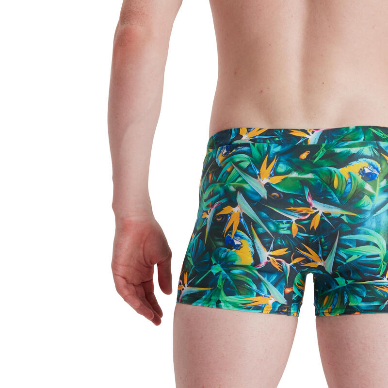 ECO ENDURAFLEX 男士 棕櫚鸚鵡圖案 平腳泳褲 - 綠色