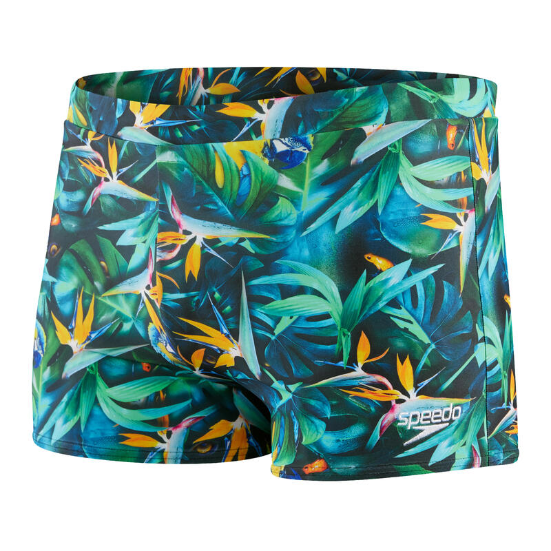 ECO ENDURAFLEX 男士 棕櫚鸚鵡圖案 平腳泳褲 - 綠色