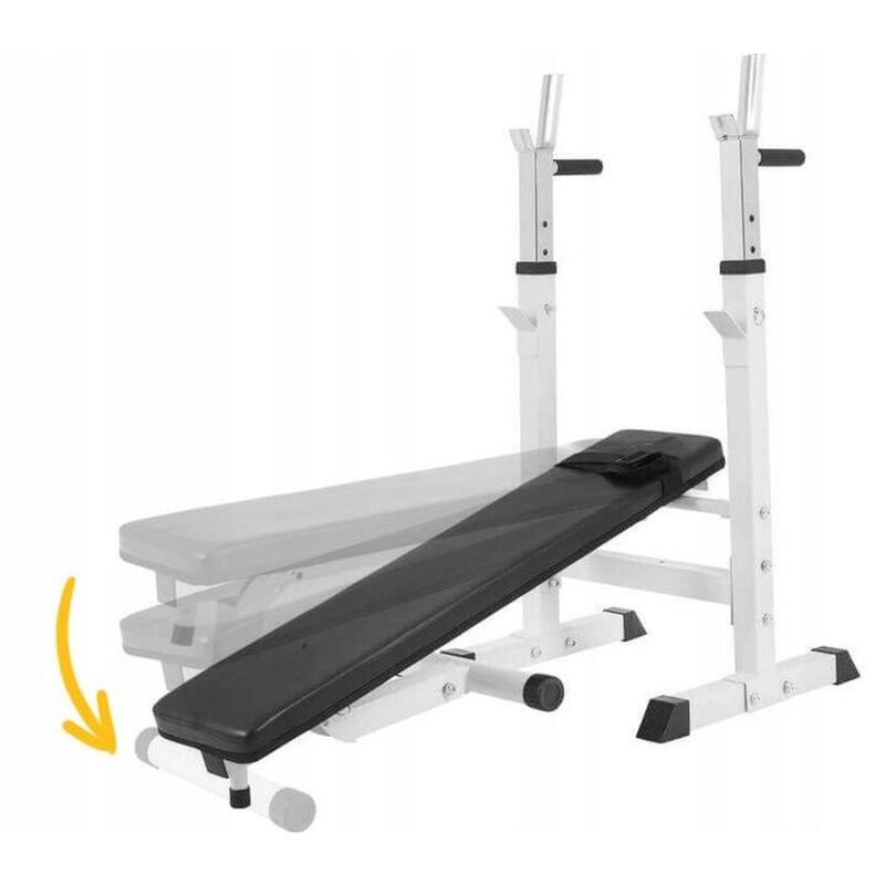 Ławka do wyciskania 3w1 biała + sztanga żeliwna regulowana (zestaw 100 kg 30mm)