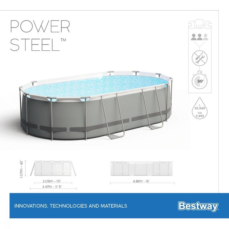 488 x 305 x 107 cm Bestway Power Steel zwembad ovaal - solo