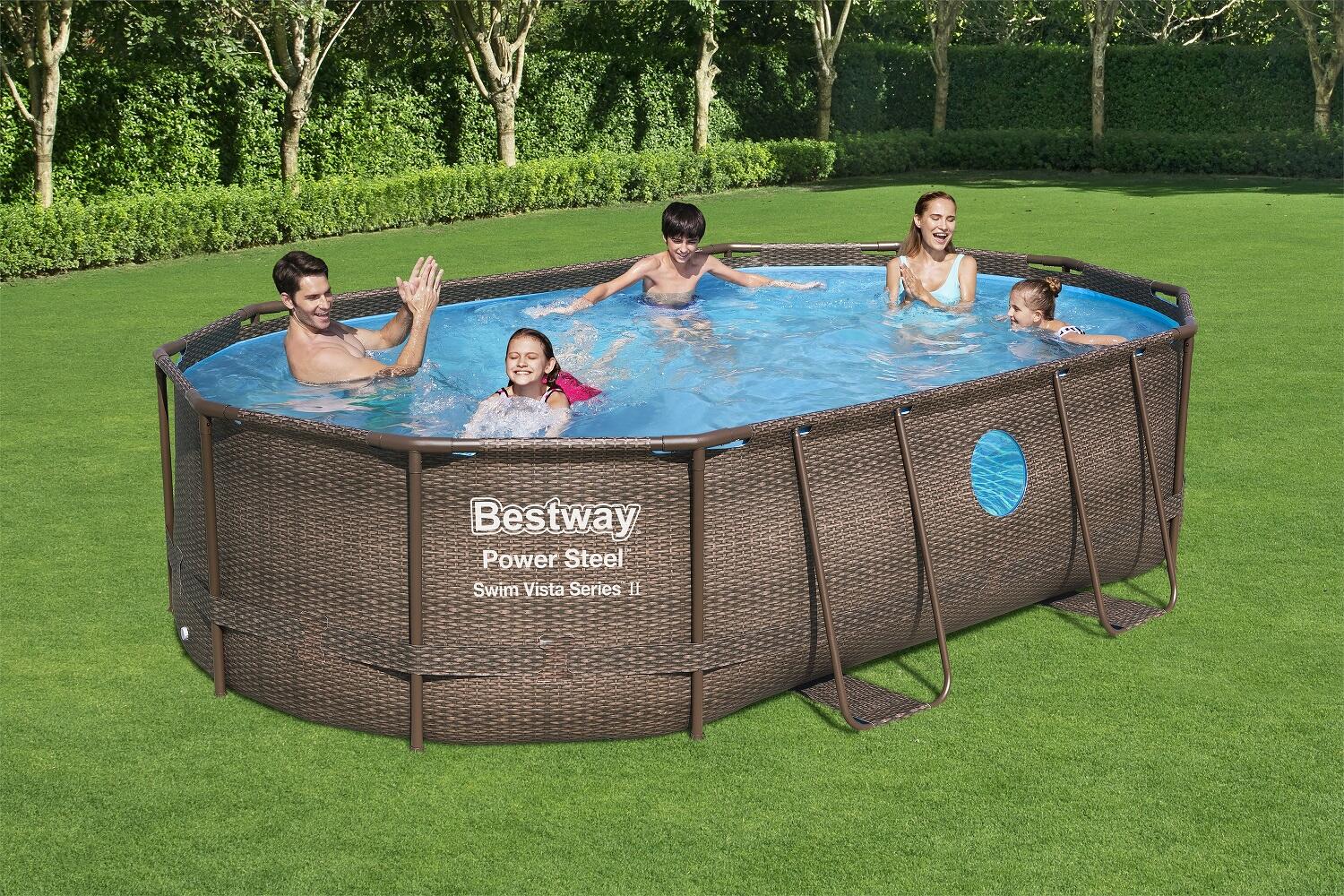 488 x 305 x 107 cm Bestway Power Steel Swim Vista Kit Piscine Ovale 3/7