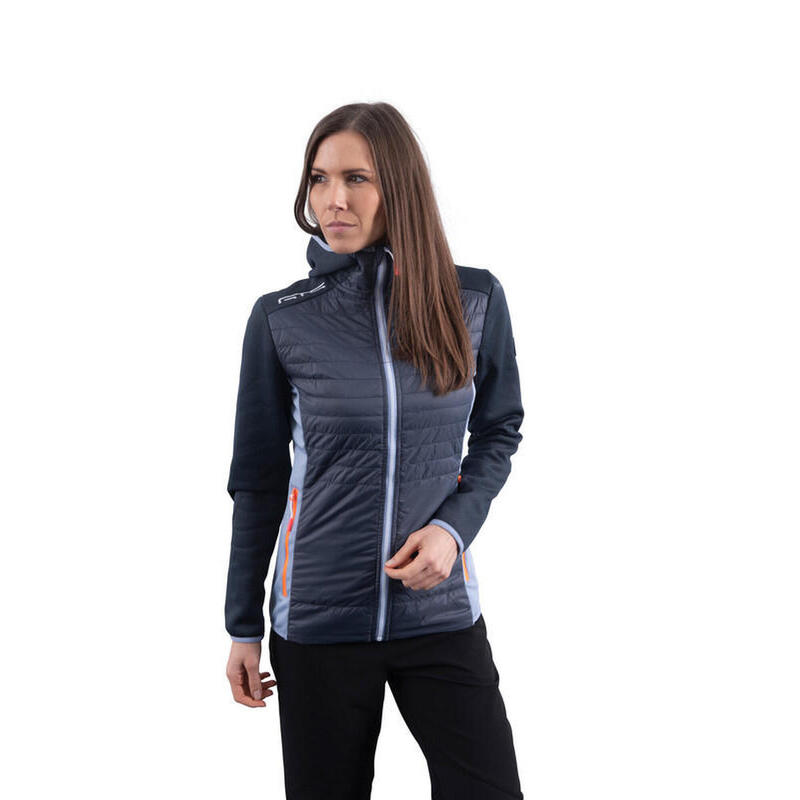 Chaqueta hibrida forro Polar mujer GTS 404022L senderismo azul