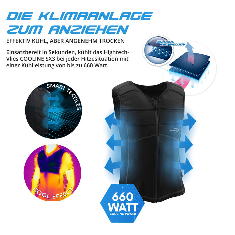 E.COOLINE Powercool SX3 ShirtWeste|Kühlweste für Erwachsene|aktiviert mit Wasser