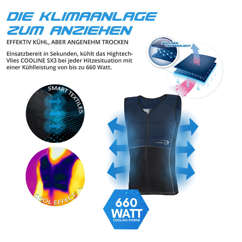 E.COOLINE Powercool SX3 ShirtWeste | Kühlweste für Kinder | aktiviert mit Wasser