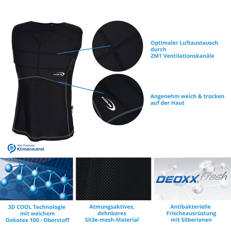 E.COOLINE Powercool SX3 Kühlshirt (ärmellos) für Erwachsene|aktiviert mit Wasser