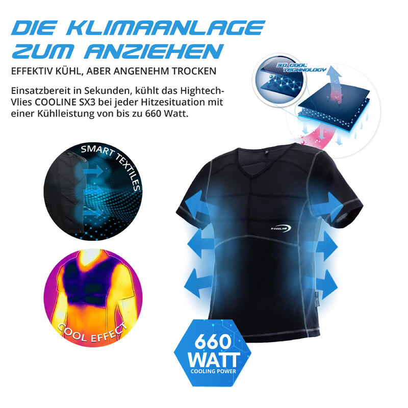 E.COOLINE Powercool SX3 T-Shirt | Kühlshirt für Erwachsene |aktiviert mit Wasser