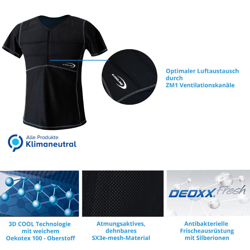 E.COOLINE Powercool SX3 T-Shirt | Kühlshirt für Erwachsene |aktiviert mit Wasser
